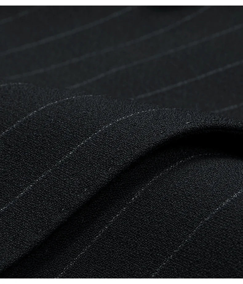 100% Wool Suits For Men Blazer Sets Jacket Vest Pant Double Breasted Striped 2022 Wedding Groom Wear Slim Fit Daily Clothing