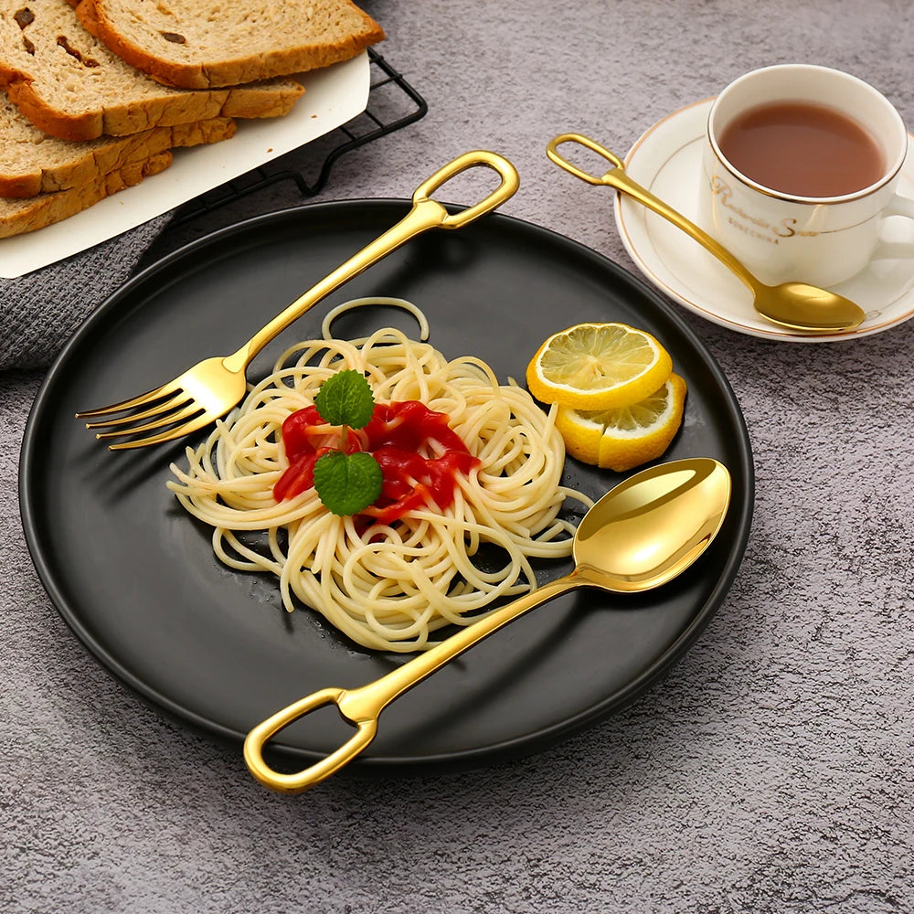 30Pcs Silver Luxury Fashion Cutlery Set 18/10 Stainless Steel Creativity Gift Hangable Flatware 304 Drop Shipping