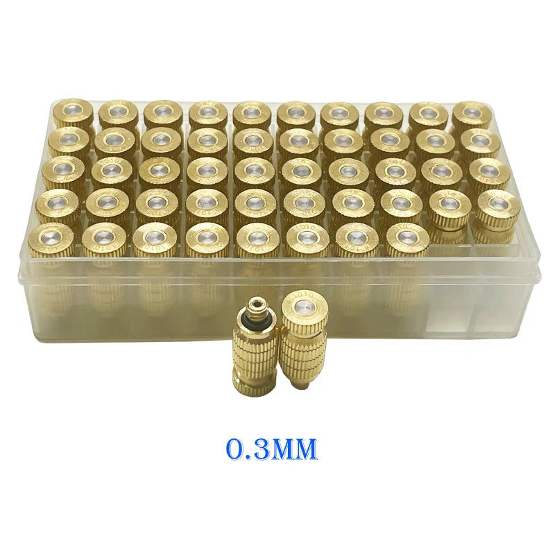 High Quality 50pcs High Pressure Brass Fog Mist Nozzle Fogging Spray Head 10/24 Male Threaded 0.1-0.8mm Orifice Fog Nozzles