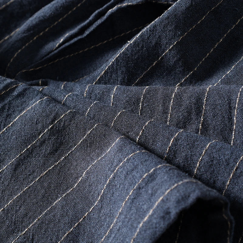 Cotton and Linen Comfortable Men's Fashion Trend Summer Pure Straight Stripe Thin Breathable Solid Color Loose Casual Pants