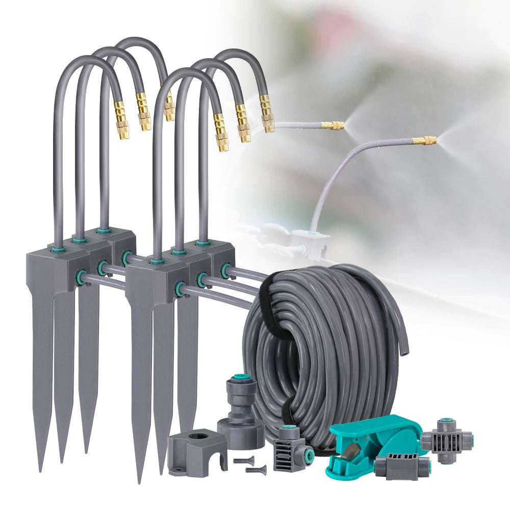 20cm Flexible Brass Nozzle Automatic Misting Watering System Quick Connect Spray Cooling Kit for Garden Balcony Plant Nebulizer