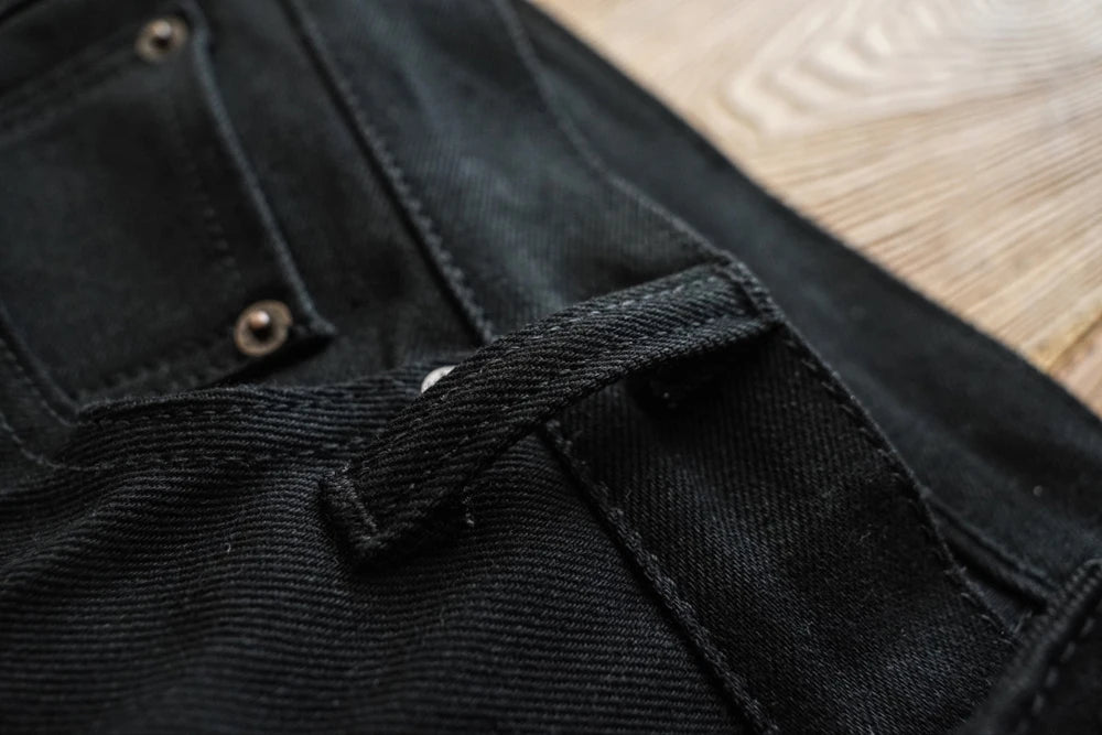 Sauce Zhan SZ6601-BL Mens Jeans Black Jeans Double-sided Dyeing Sanforized Selvedge Denim Jeans  16 Oz Regular Fit