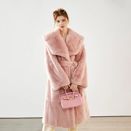 Women New Chinchilla Real Rex Rabbit Fur Coat Winter Thick Jackets Shawl Outwear women's clothing trend 2024 New in coats
