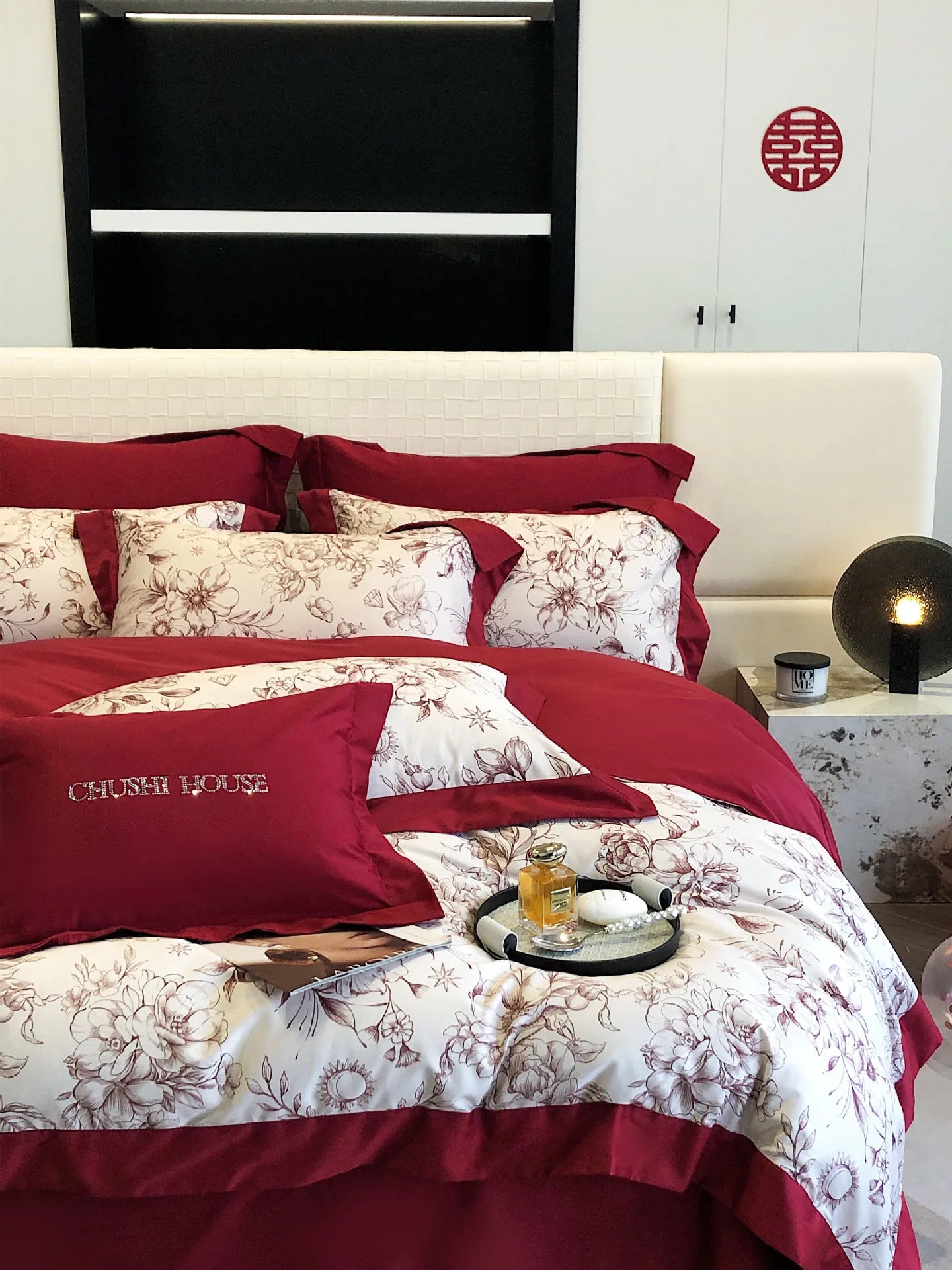 100S Egyptian Cotton Bedding Set Wedding Queen King Double Size Digital Printing  Bed Linens Duvet Cover Set Sheet Pillowcase