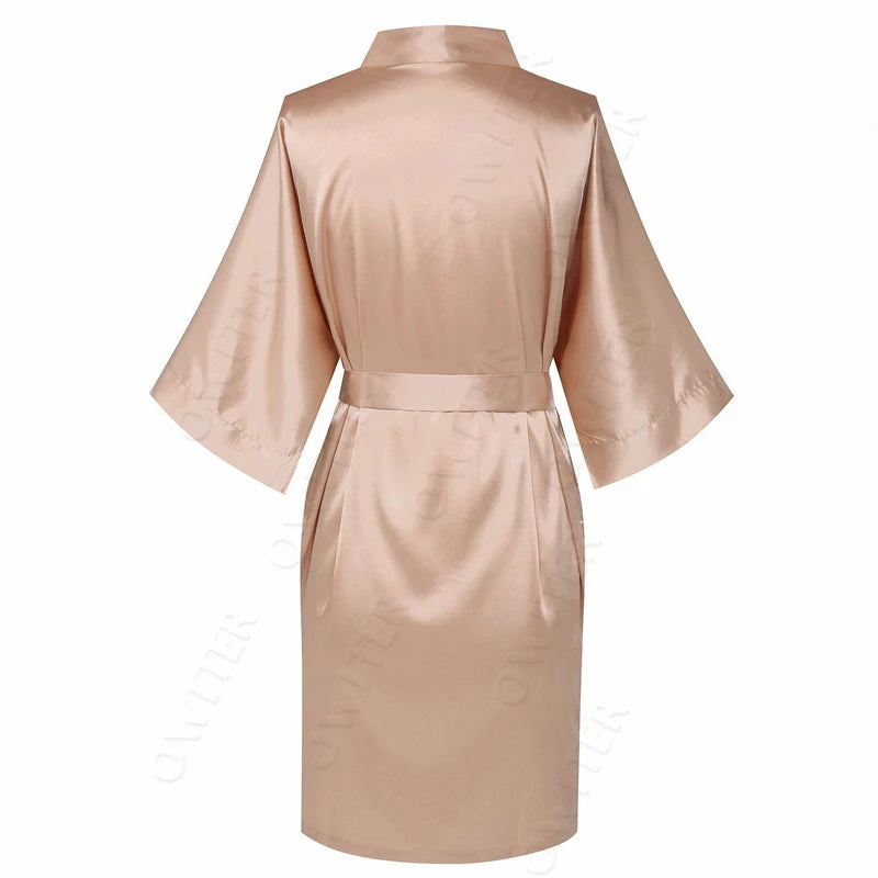 Bride Bridesmaid Robes Satin Solid Robe Orange Silk Robes for Women Ladies Satin Robe Women Wedding Robes