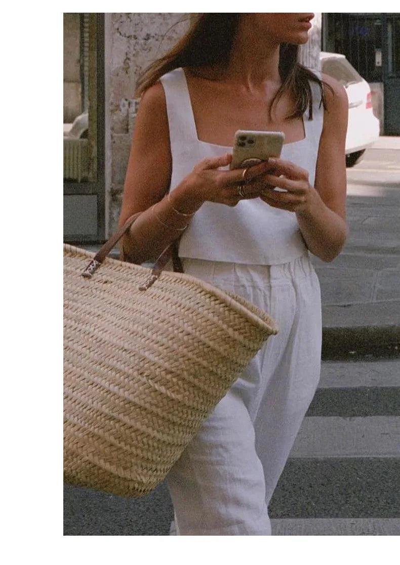 100% Linen White Crop Top 2024 Summer Vintage Square Collar Sleeveless Streetwear Green Top Fashion Clothing
