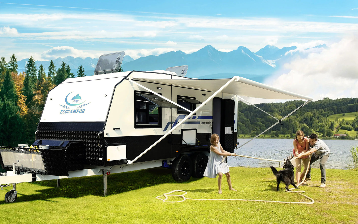 2022 Factory New High Quality Luxurious Accommodation 21ft Off Road Caravan With Toilet For Sale