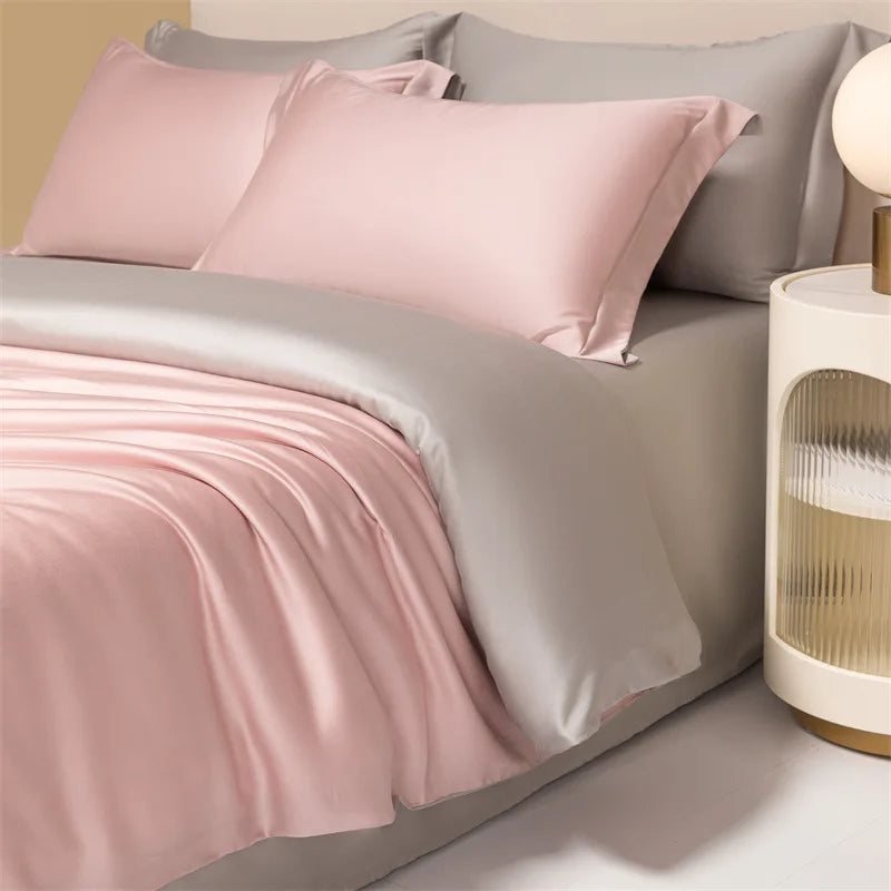 160 Lenzing Tencel four-piece Tencel summer solid color high-grade ice silk bed sheet quilt cover bedding