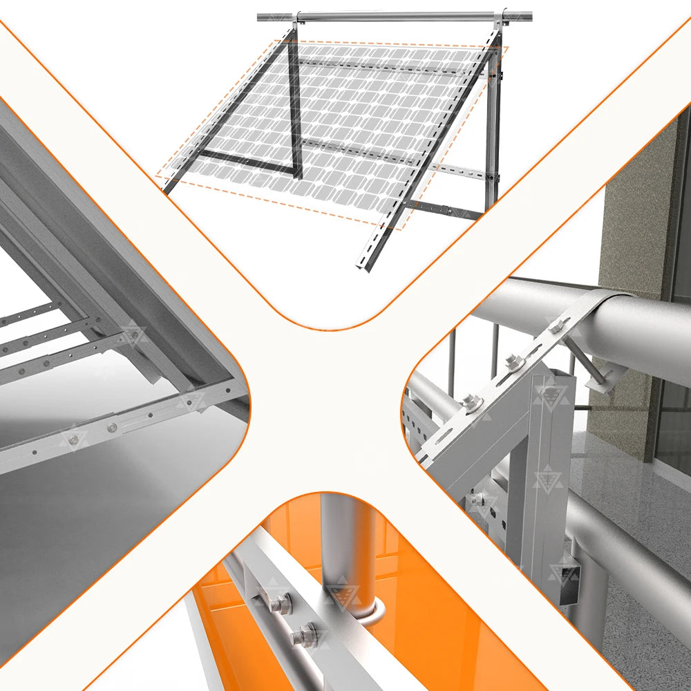 Solar racking for balconies Lightweight design Easy to install Robust racking Suitable for: balconies, gardens, wall mounting
