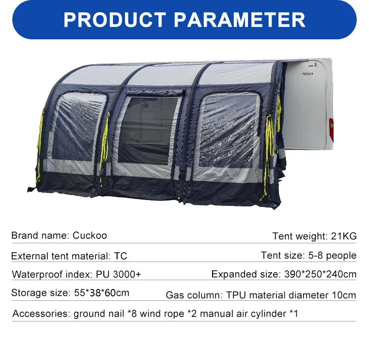Waterproof People Camping Inflatable Caravan Air Tent Caravan RV Awning
