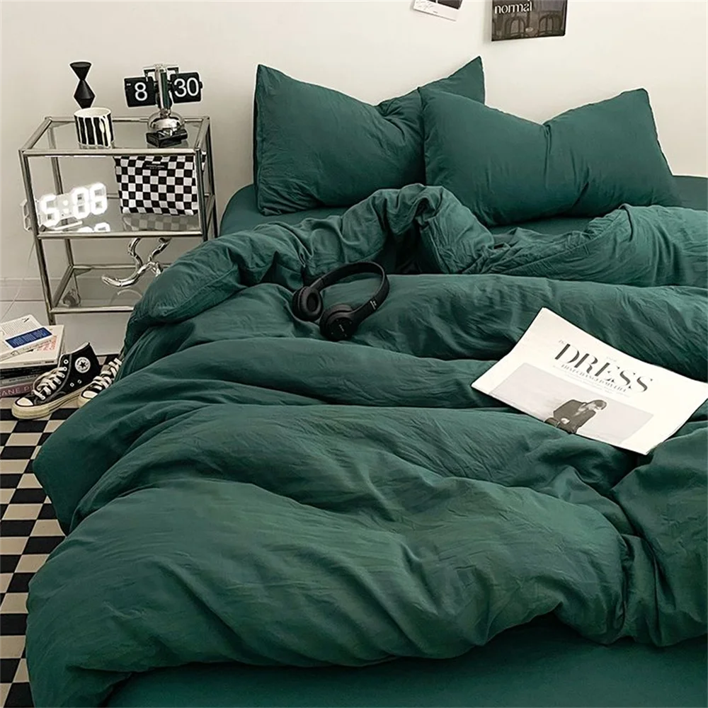 Thick Pure Brushed Bed Sheets, Duvet Cover Set, Four Piece Bedding Set Bed Sheet, Fully Enclosed for Home Gift