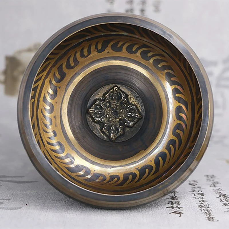 Tibetan Singing Bowl Set With New Dual-End Stroker Cushion Handcrafted In Nepal For Meditation Healing And Mindfulness