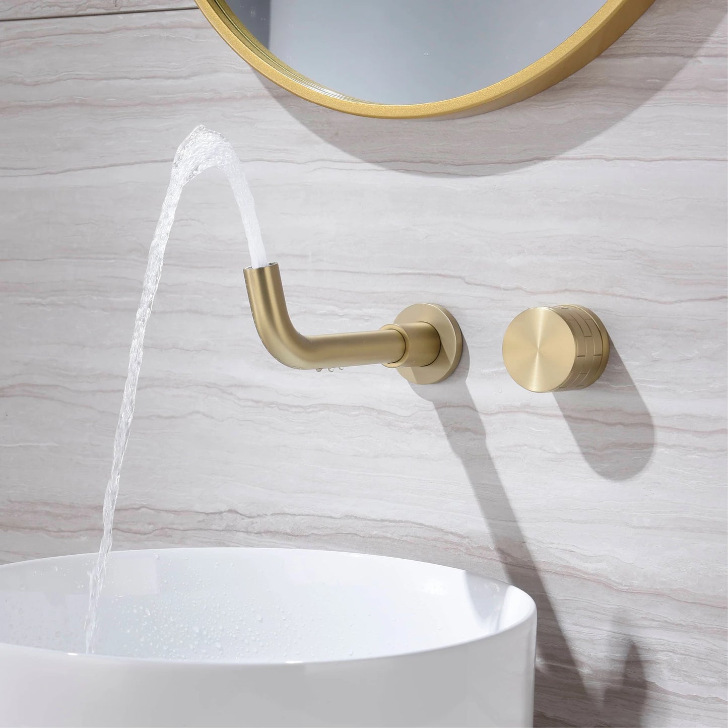 Luxury gun gray brass bathroom faucet single handle, 2-hole cold and hot dual-control wall-type design basin faucet