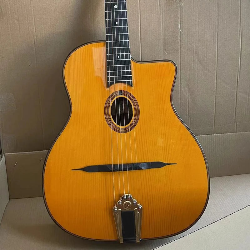 41 Inch Django Guitar Spruce Wood Top Gypsy Swing Acoustic Guitar Natural High Gloss Finish 6 String Folk Guitar Jango