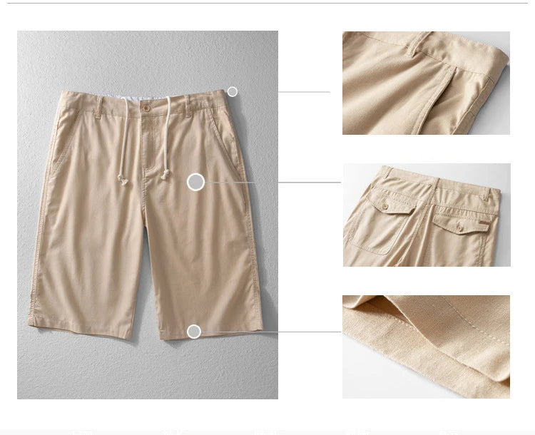 Summer Fashion Men Cotton Linen Shorts Beach Holiday Solid Color Fresh China Style Thin Casual Loose Half Length Straight Pants