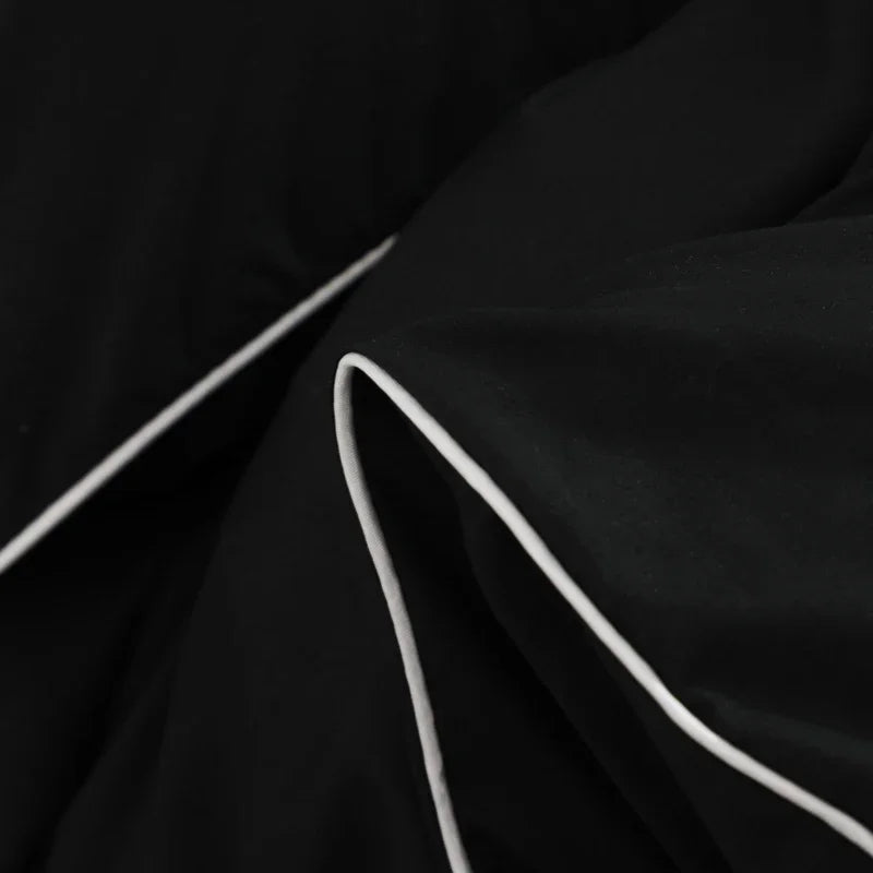 Black Color Bedding Set For Adults Simple Style Double Bed Sheet Sets Single/Queen/king Bed Cover Full Set Plain Bedding 이불세트