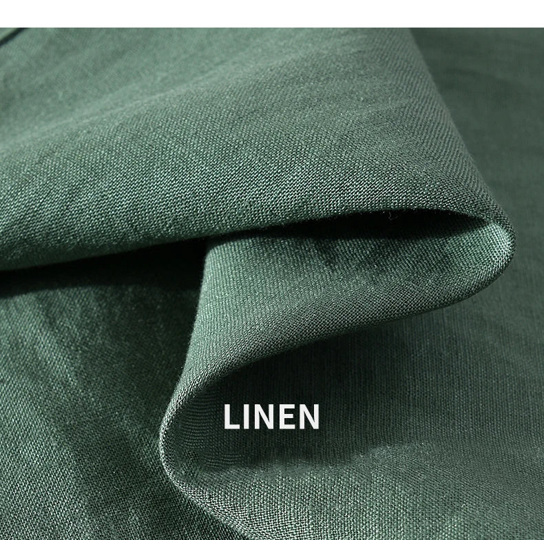 923 100% Linen Men's Summer Fashion Shirt High Quality Solid Color Simple Casual Short Sleeve Blouses Basic Thin Breathable Tops