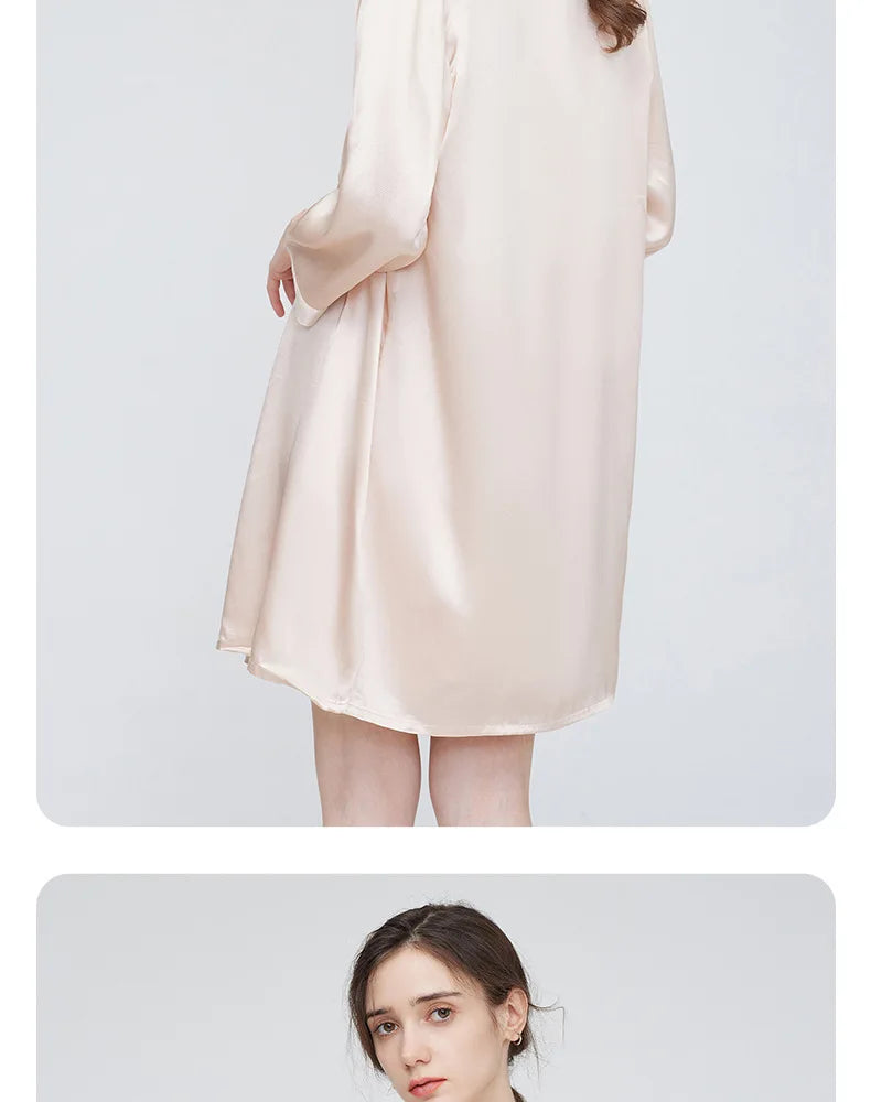 Birdtree 19MM 100%Real Silk Sleeping Robe Sling Dress, Sexy Elegant Women Fashion Night-robe Sets, V Neck Sleepwear S43918QM