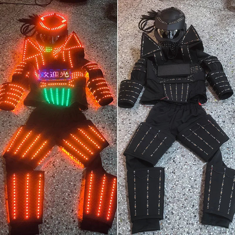 Nightclub Bar LED Costume Men Party Light Up Futuristic Clothing Stage Performance Robot Atmosphere Programming Rave Outfit