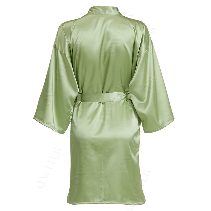 Bride Bridesmaid Robes Satin Solid Robe Orange Silk Robes for Women Ladies Satin Robe Women Wedding Robes