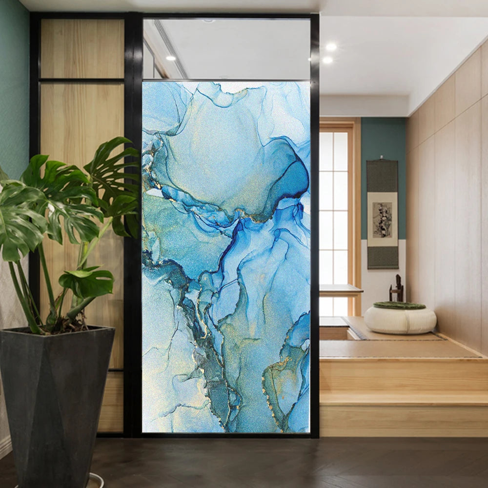 Window Film Privacy Frosted Glass Sticker Heat Insulation and Sunscreen Mable Decoration Window sticker for Home