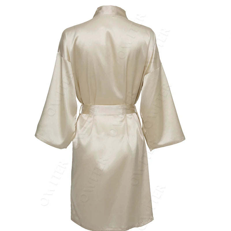 Bride Bridesmaid Robes Satin Solid Robe Orange Silk Robes for Women Ladies Satin Robe Women Wedding Robes