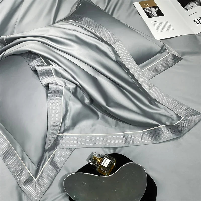 2000TC Egyptian Cotton Bedding Set Luxury Jacquard Duvet Cover Set with Sheet Silver gray Comforter Covers Pillowcases Bed Linen