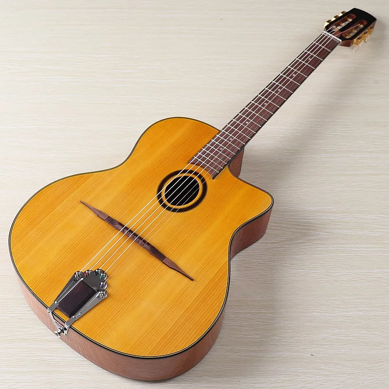 41 Inch Django Guitar Spruce Wood Top Gypsy Swing Acoustic Guitar Natural High Gloss Finish 6 String Folk Guitar Jango