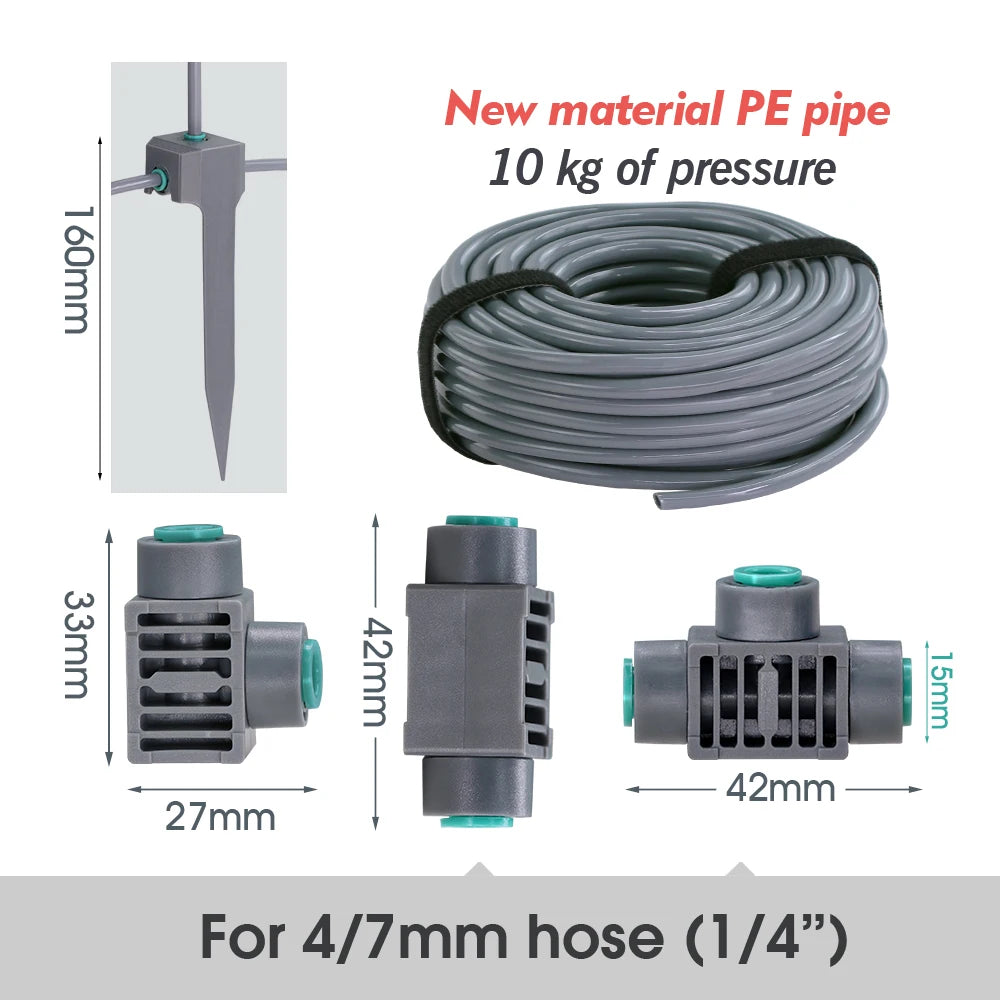 20cm Flexible Brass Nozzle Automatic Misting Watering System Quick Connect Spray Cooling Kit for Garden Balcony Plant Nebulizer