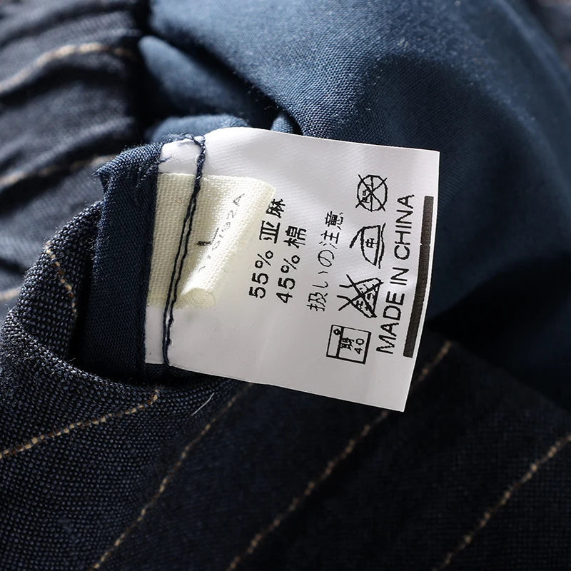 Cotton and Linen Comfortable Men's Fashion Trend Summer Pure Straight Stripe Thin Breathable Solid Color Loose Casual Pants