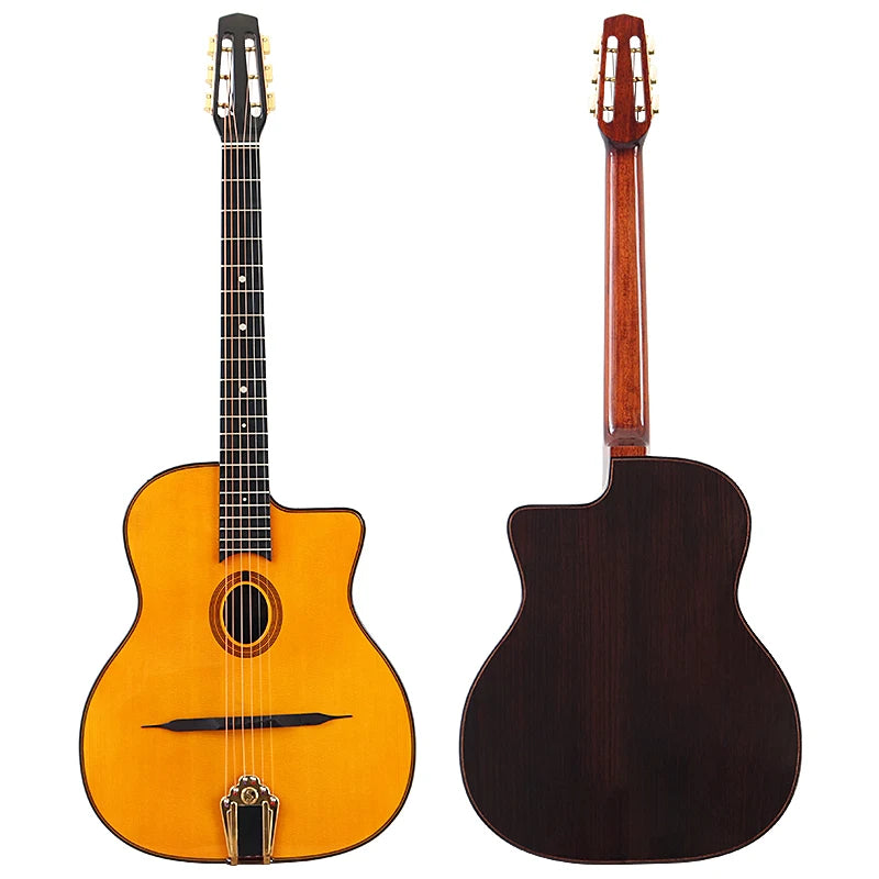 41 Inch Django Guitar Spruce Wood Top Gypsy Swing Acoustic Guitar Natural High Gloss Finish 6 String Folk Guitar Jango