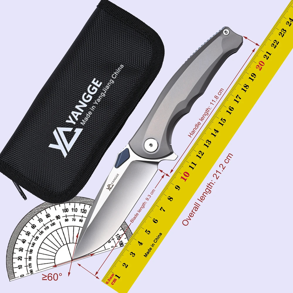 YANGGE RIHE Design YG004 Folding Knife M390 Blade TC4 Titanium Handle Camping Outdoor Fishing Hiking Tactics Survivval EDC Tools