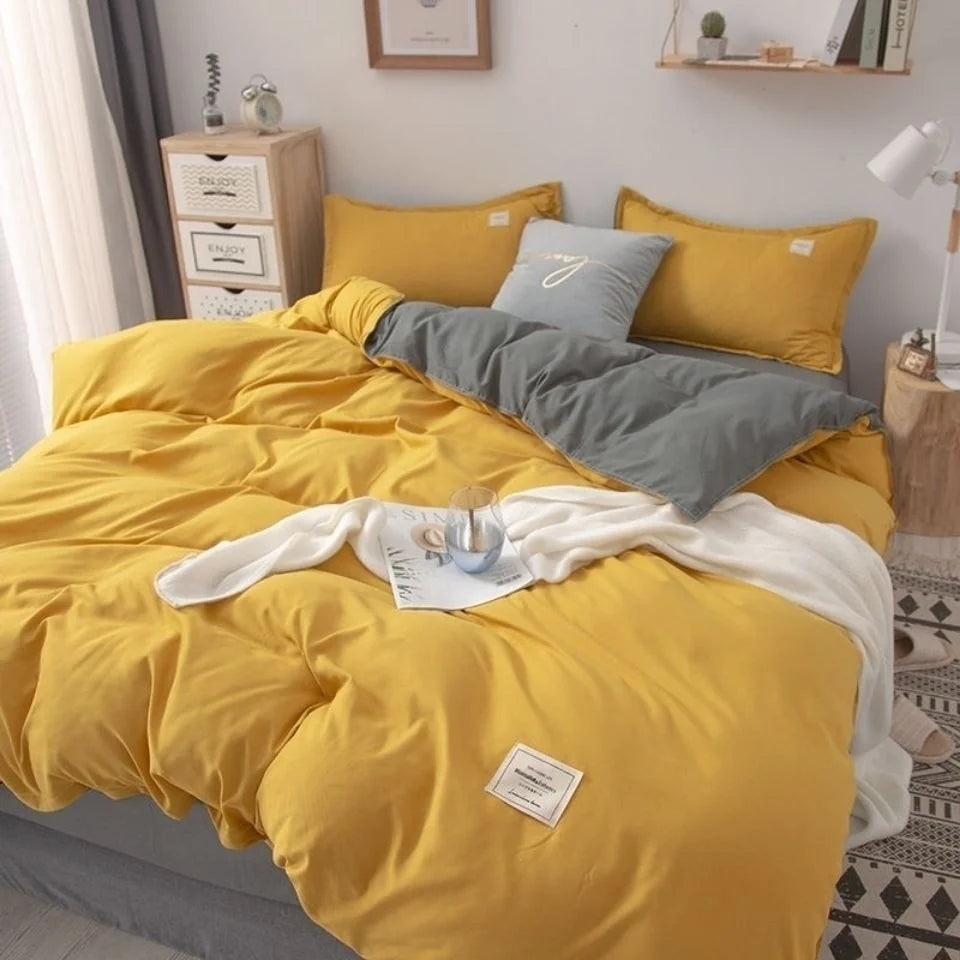 Simple Japanese Solid Color Pink Bedding Set Bed Cover Twin Full Queen Bed Linen Girl Women Polyester Bed Flat Sheet Pillowcase