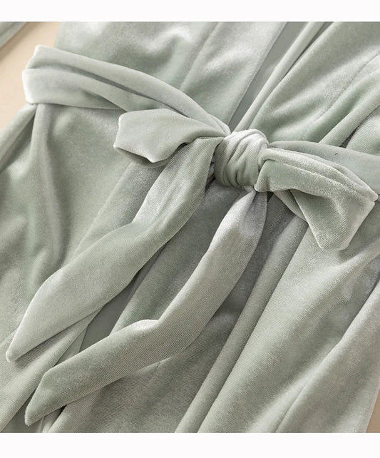Sexy Velvet Women Wedding Robe Nightgown Set Autumn Velour Kimono Bathrobe Gown Sleepwear Loose Home Dressing Gown Lounge Wear