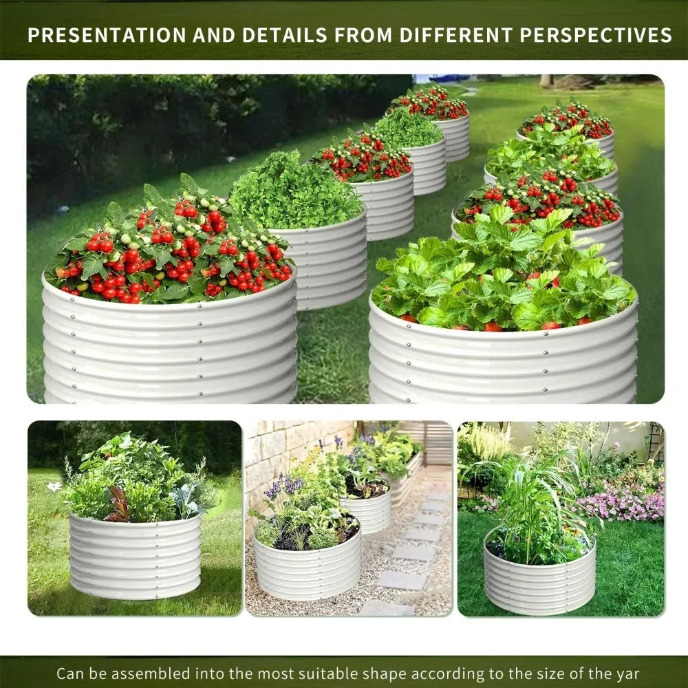 2-Pack 3FT(D) X2FT(H) Round Galvanized Metal Raised Garden Bed Outdoor for Vegetable Decorative Flower Pots and Planters Materas