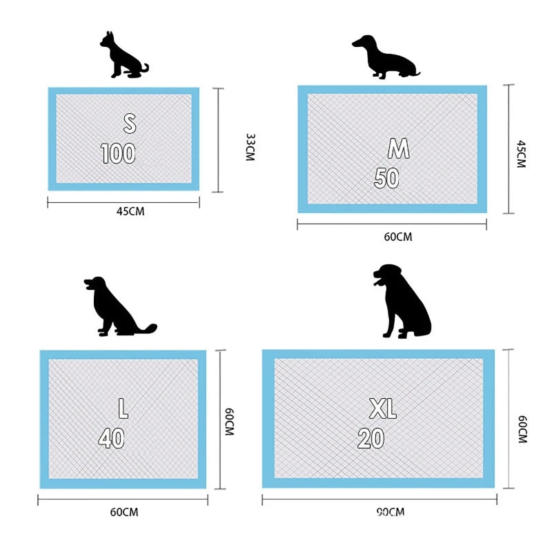 100/50/40/20PCS Absorbent Dogs Diapers Disposable Puppy Training Pee Pads Quick Dry Surface Mat Clean Cushion Dog Supplies