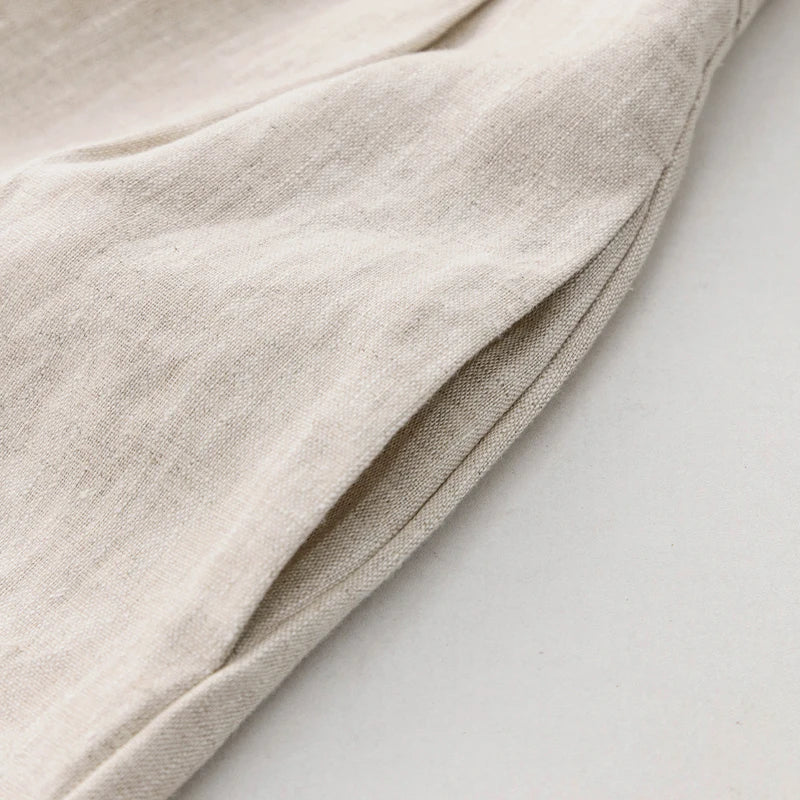 2024 Summer 100% Linen Women'S Shorts Casual High Waist Wide Leg Button Up Elegant Ol Short Pants Femme