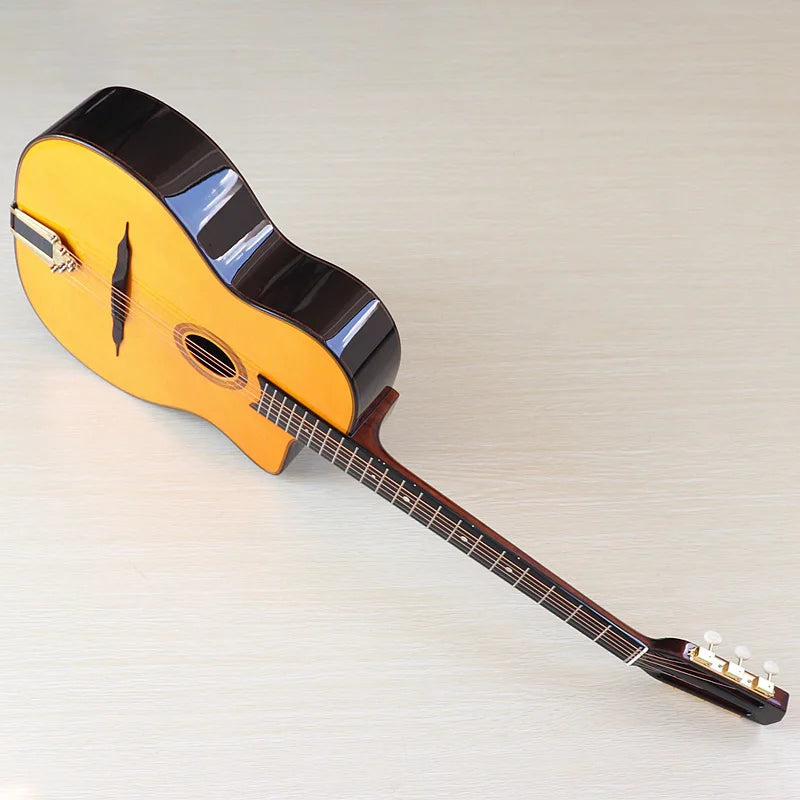 41 Inch Django Guitar Spruce Wood Top Gypsy Swing Acoustic Guitar Natural High Gloss Finish 6 String Folk Guitar Jango