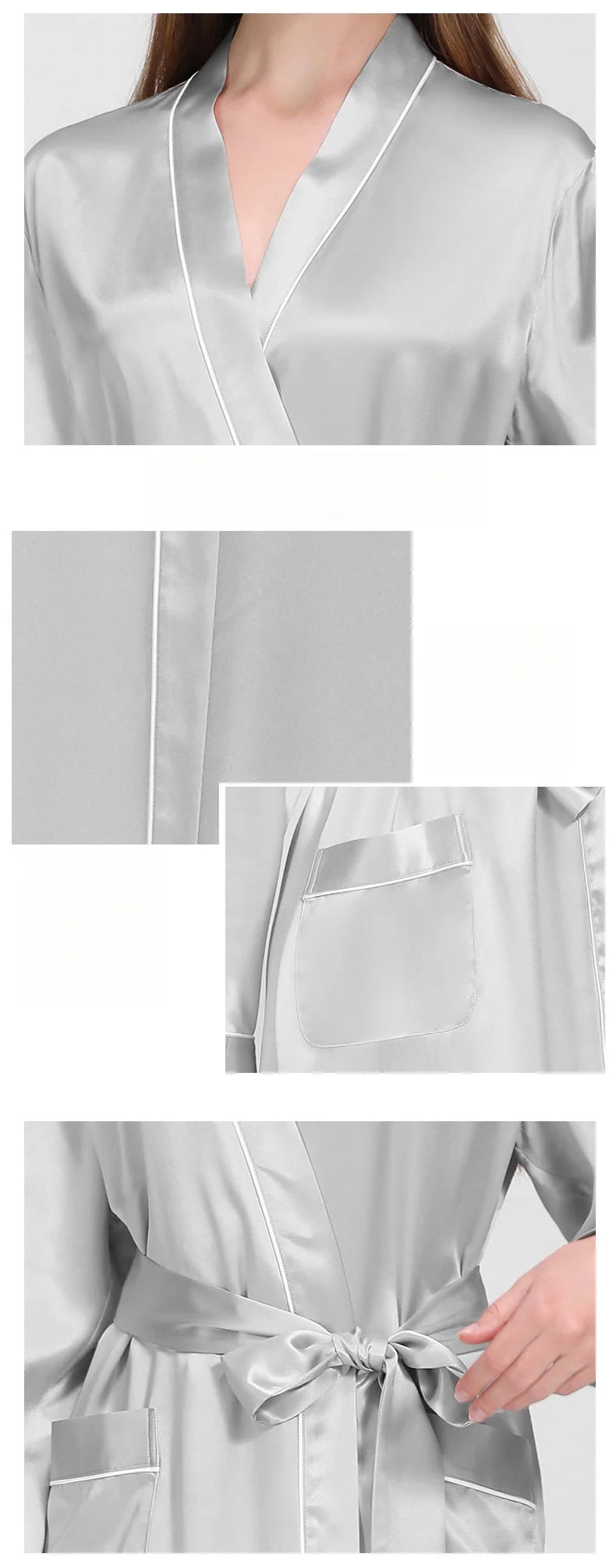 19Momme 100% Mulberry Silk Bridal Robe Soft Night Gown Belt Long Sleeve Luxury Dressing Gown Wedding Bathrobes Pure Silk Robe