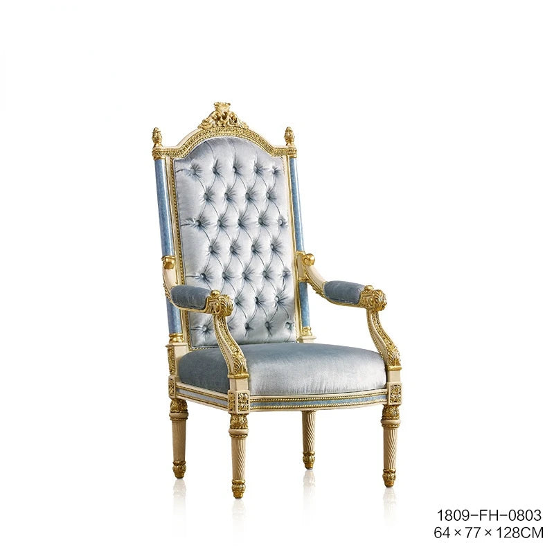 French European luxury all solid wood blue-and-white gold foil carving gold study books desks chairs bookcases