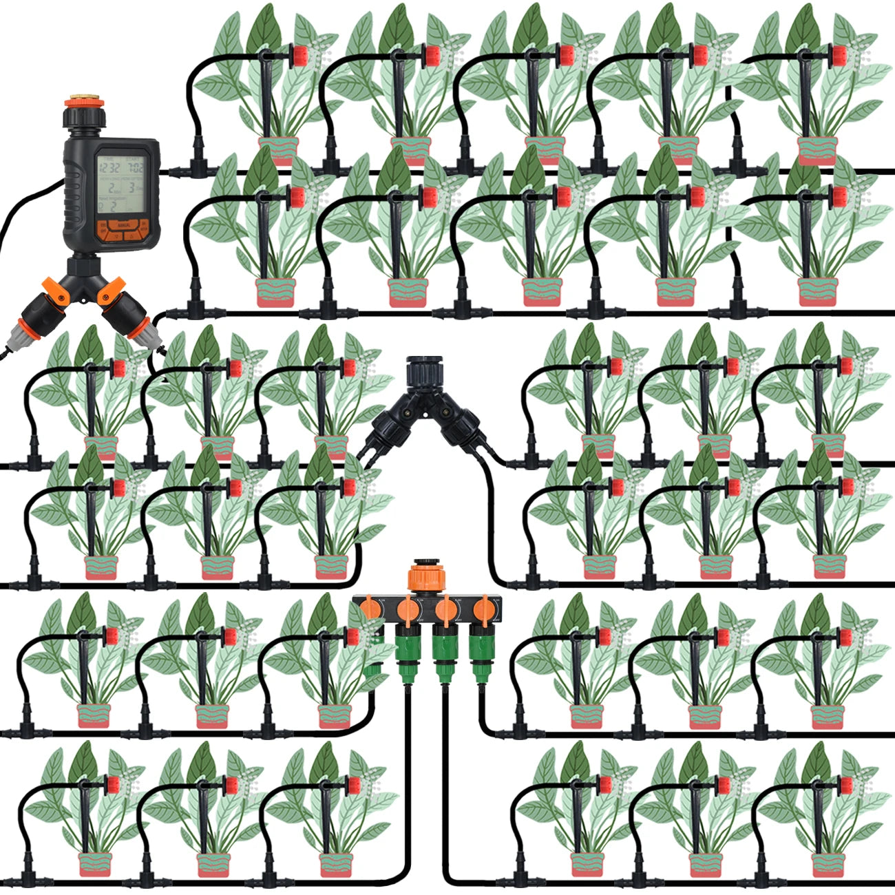 50-200PCS Durable 1/4'' C-type Hook Fixed Stem Support Holder Stakes for 4/7mm Hose Flowerpot Drip Irrigation Fitting Greenhouse