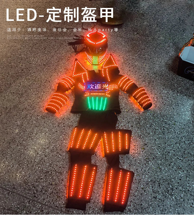Nightclub Bar LED Costume Men Party Light Up Futuristic Clothing Stage Performance Robot Atmosphere Programming Rave Outfit
