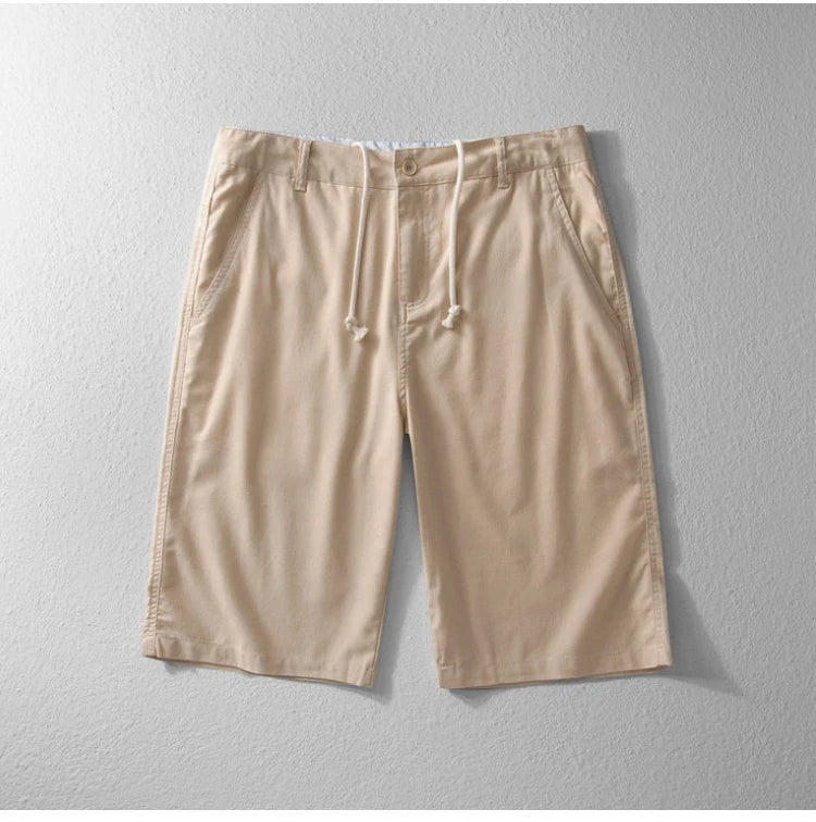 Summer Fashion Men Cotton Linen Shorts Beach Holiday Solid Color Fresh China Style Thin Casual Loose Half Length Straight Pants