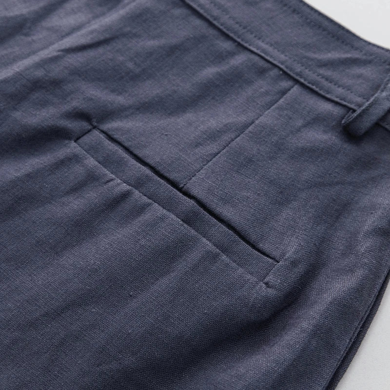 2024 Summer 100% Linen Women'S Shorts Casual High Waist Wide Leg Button Up Elegant Ol Short Pants Femme