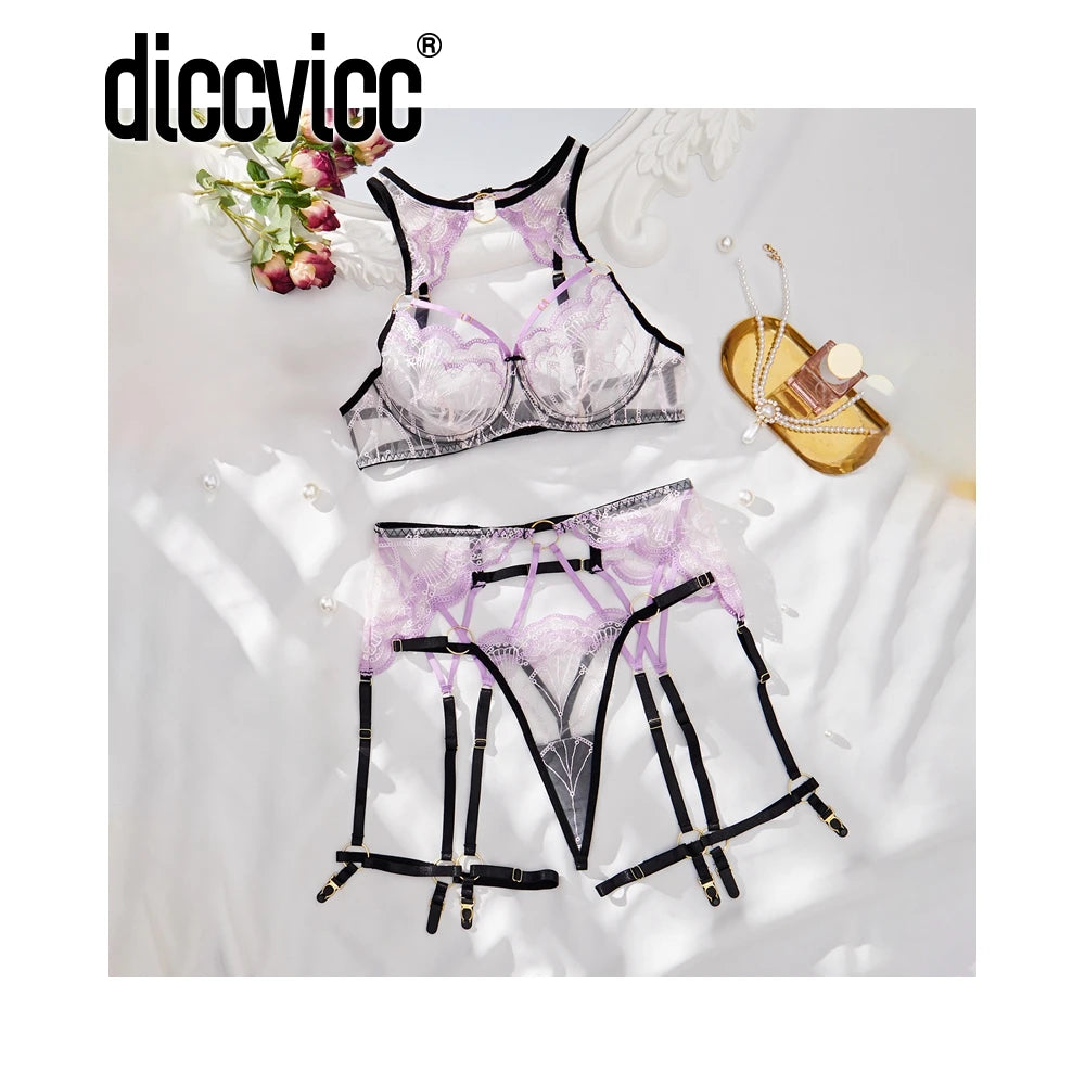 Diccvicc Women's Lingerie Sexy Set Transparent Lace Luxury Outfit Complete Elegant Very Thin Underwear Fancy Intimate Costumes