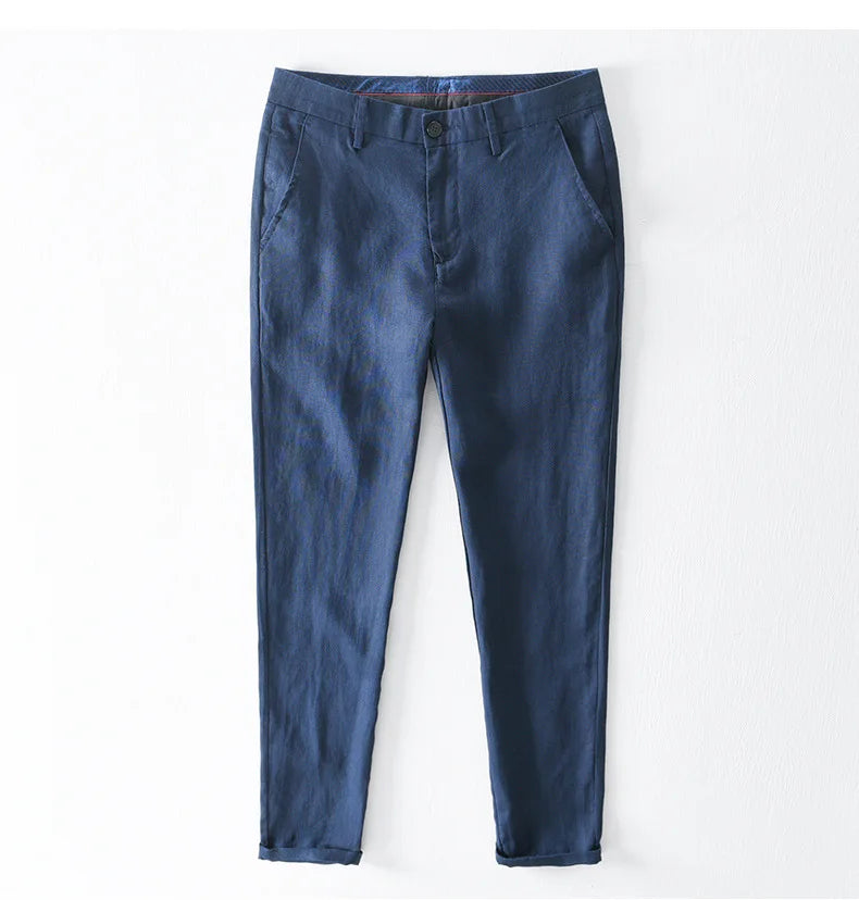 Top Selling Product In 2023 Spring Summer New Fashion 100% Linen Casual Pants Men Clothing Loose Straight Oversize Trousers