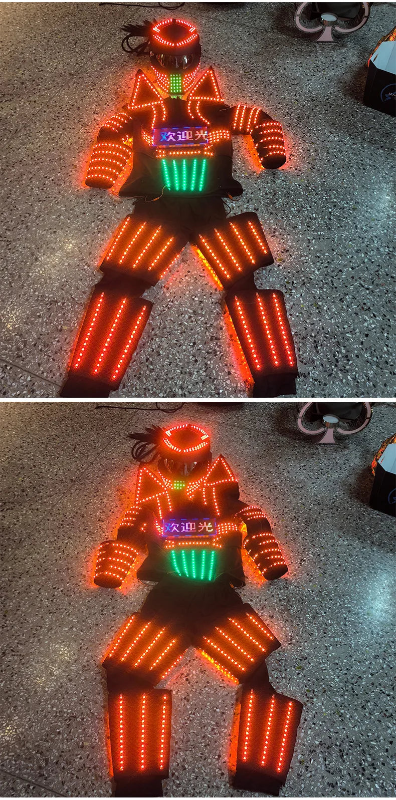 Nightclub Bar LED Costume Men Party Light Up Futuristic Clothing Stage Performance Robot Atmosphere Programming Rave Outfit