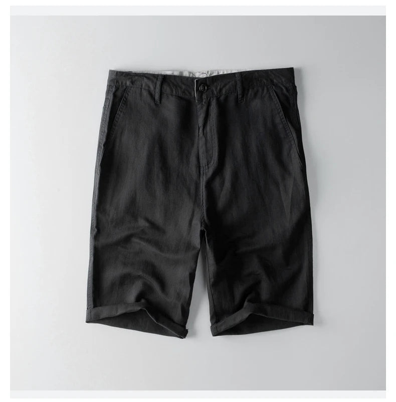 Summer Fashion Men Cotton Linen Shorts Beach Holiday Solid Color Fresh China Style Thin Casual Loose Half Length Straight Pants