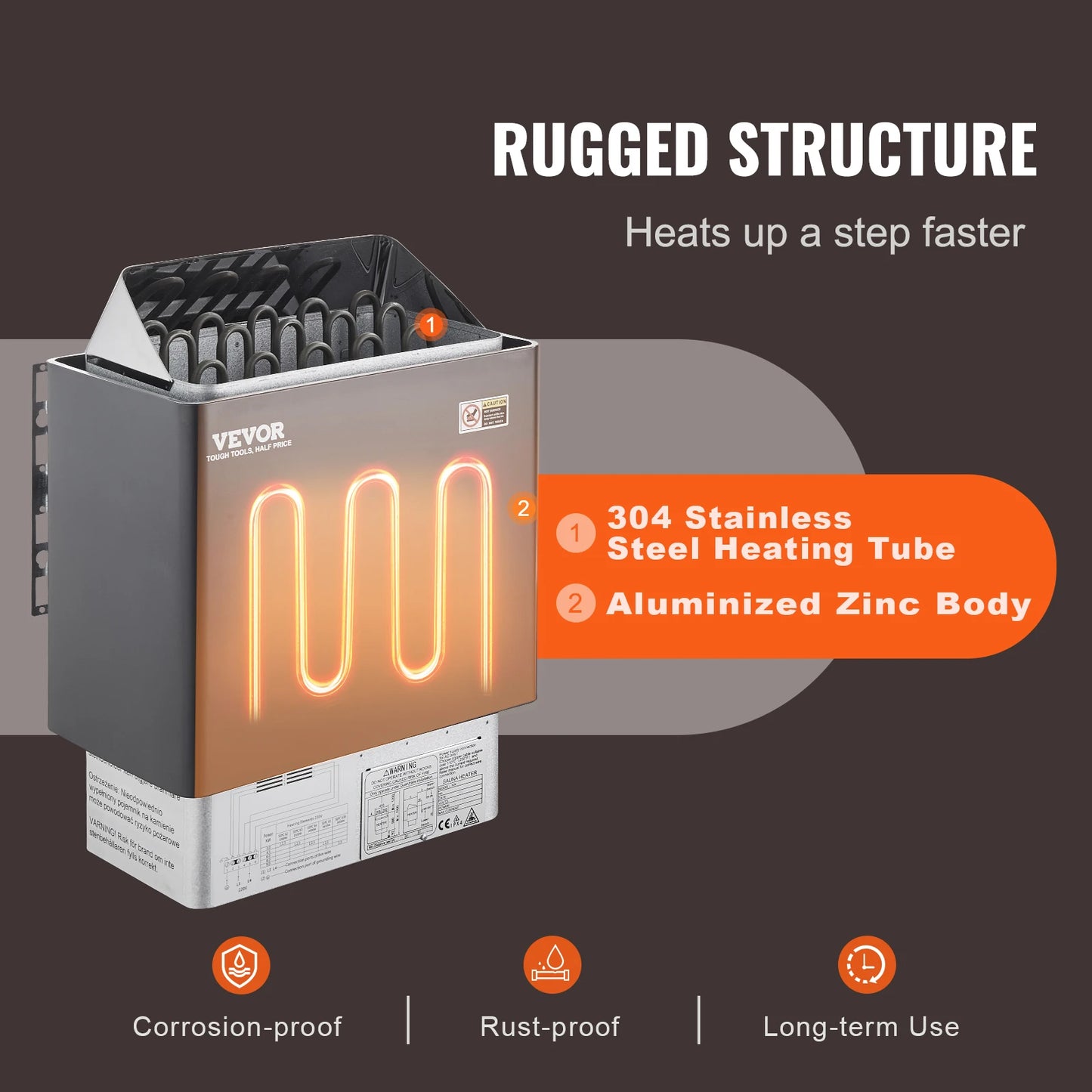 VEVOR Sauna Heater 3/4.5/6/9KW 220V Electric Sauna Stove Steam Bath Sauna Heater for Max. 317-459 Cubic Feet Home Hotel Spa
