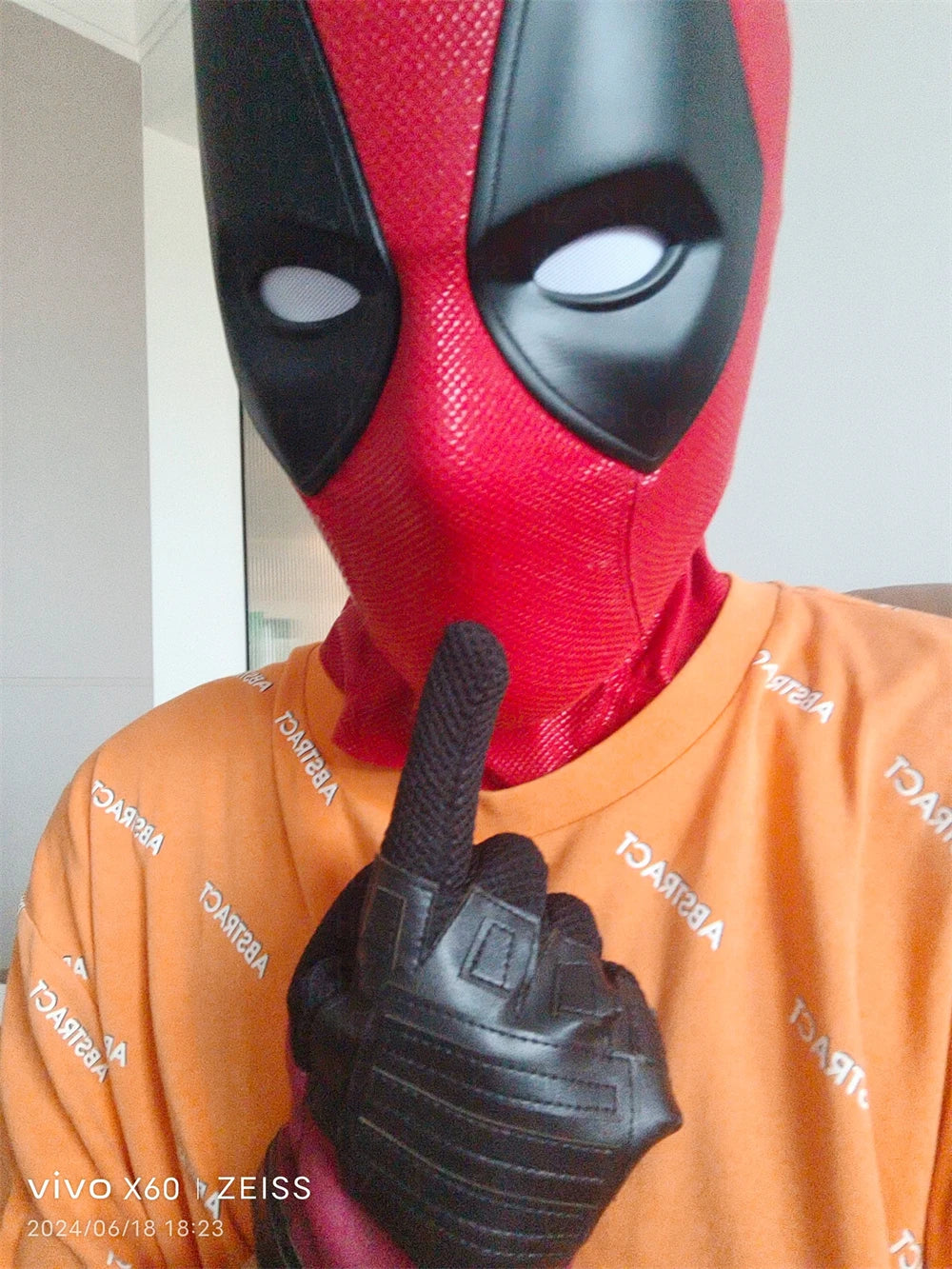 Marvel Deadpool Mask with 3D Screen Printed Fabric & 1 Pair of Magnetic Normal Eyes Halloween Cosplay Costume for Birthday Gift